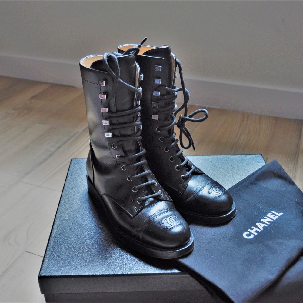 Chanel East River Lace combat boots Size 36.5